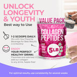 Collagen Peptides Powder for Women Hydrolyzed Collagen Protein Types I and III Non-GMO Grass-Fed Gluten-Free Kosher and Pareve Unflavored Easy to Mix Drink Healthy Hair Skin Joints Nails 5 LB