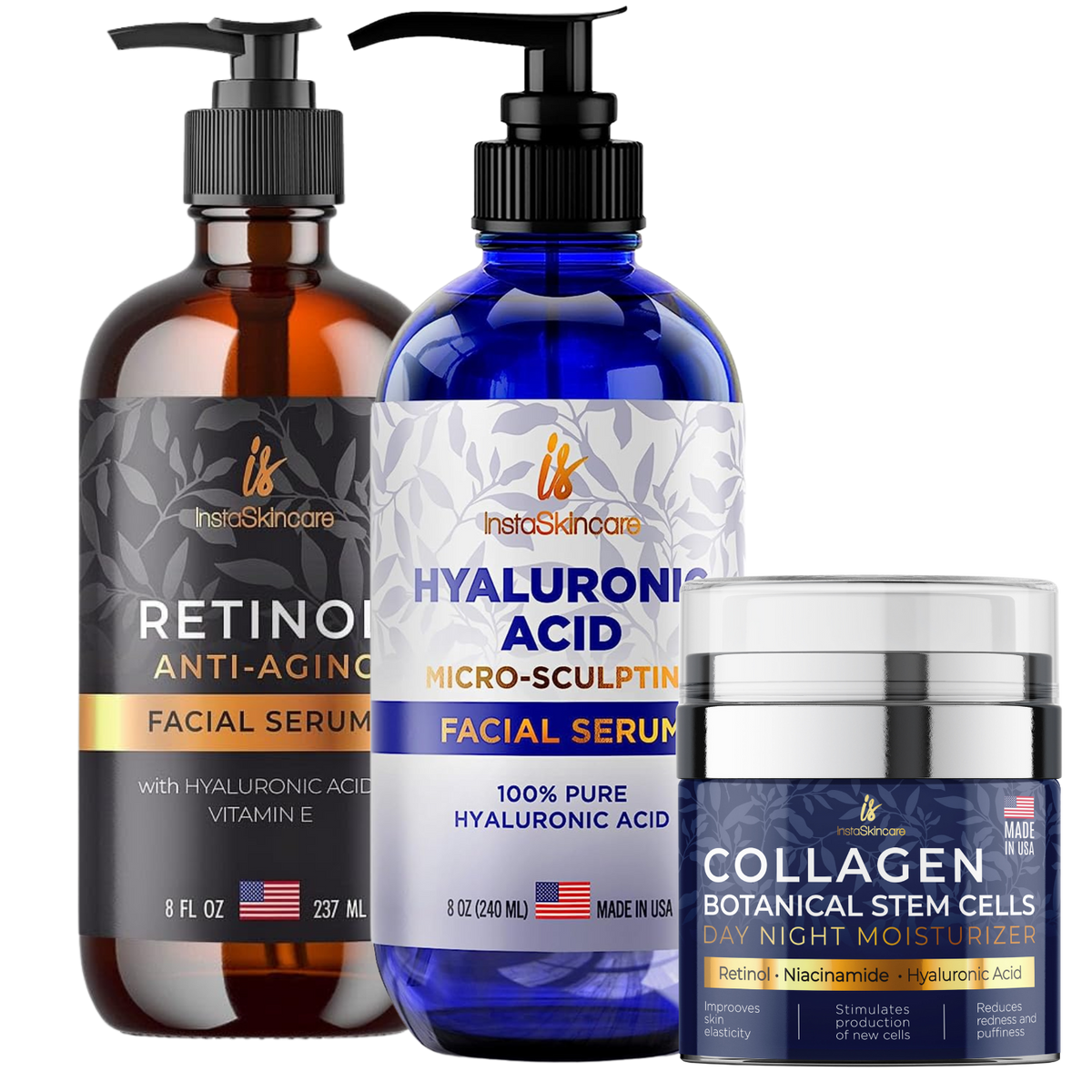 Hyaluronic Acid, Retinol Serum, Stem Cells Cream Velvet Radience