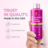 InstaSkincare Glycolic Acid 8% Toner for Face with Hyaluronic Acid 8 Oz